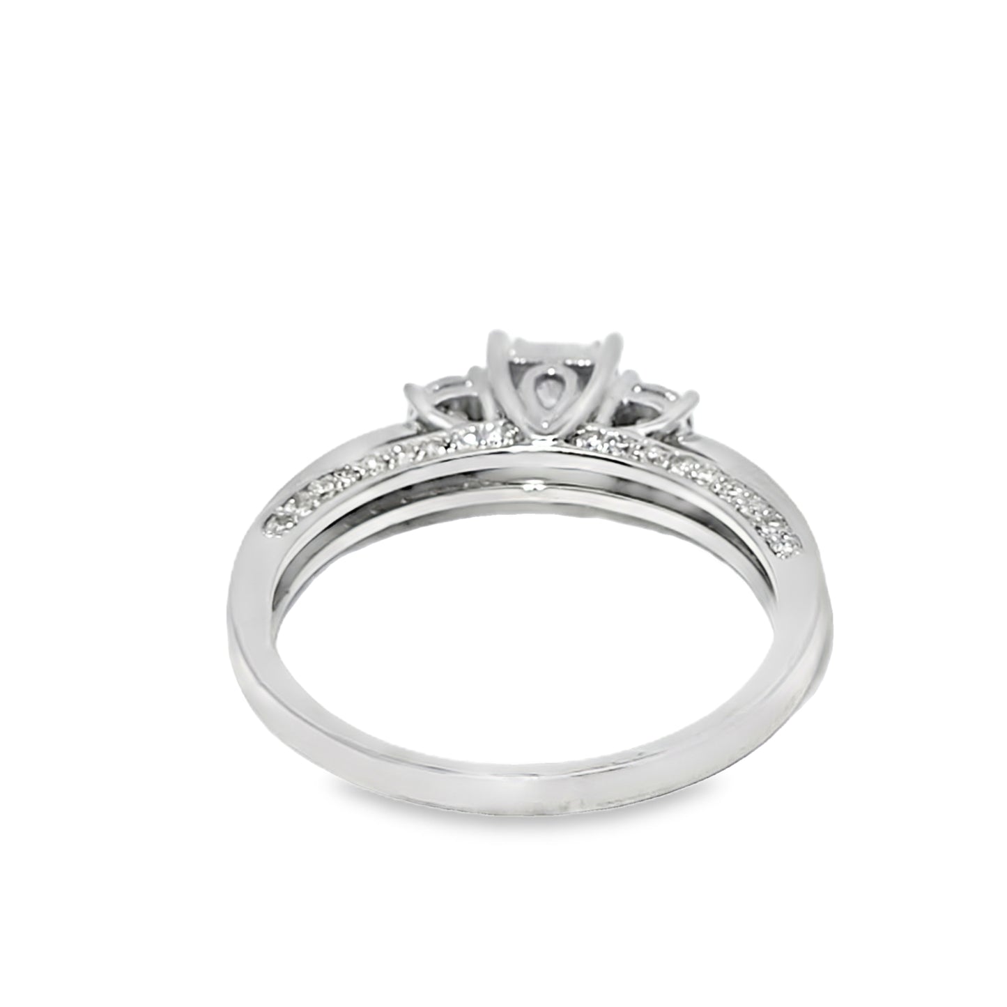 14K White Gold Princess Cut Diamond Engagement Ring 0.51 ctw | Elegant Three-Stone Design – Jewelry Palace Lithonia GA