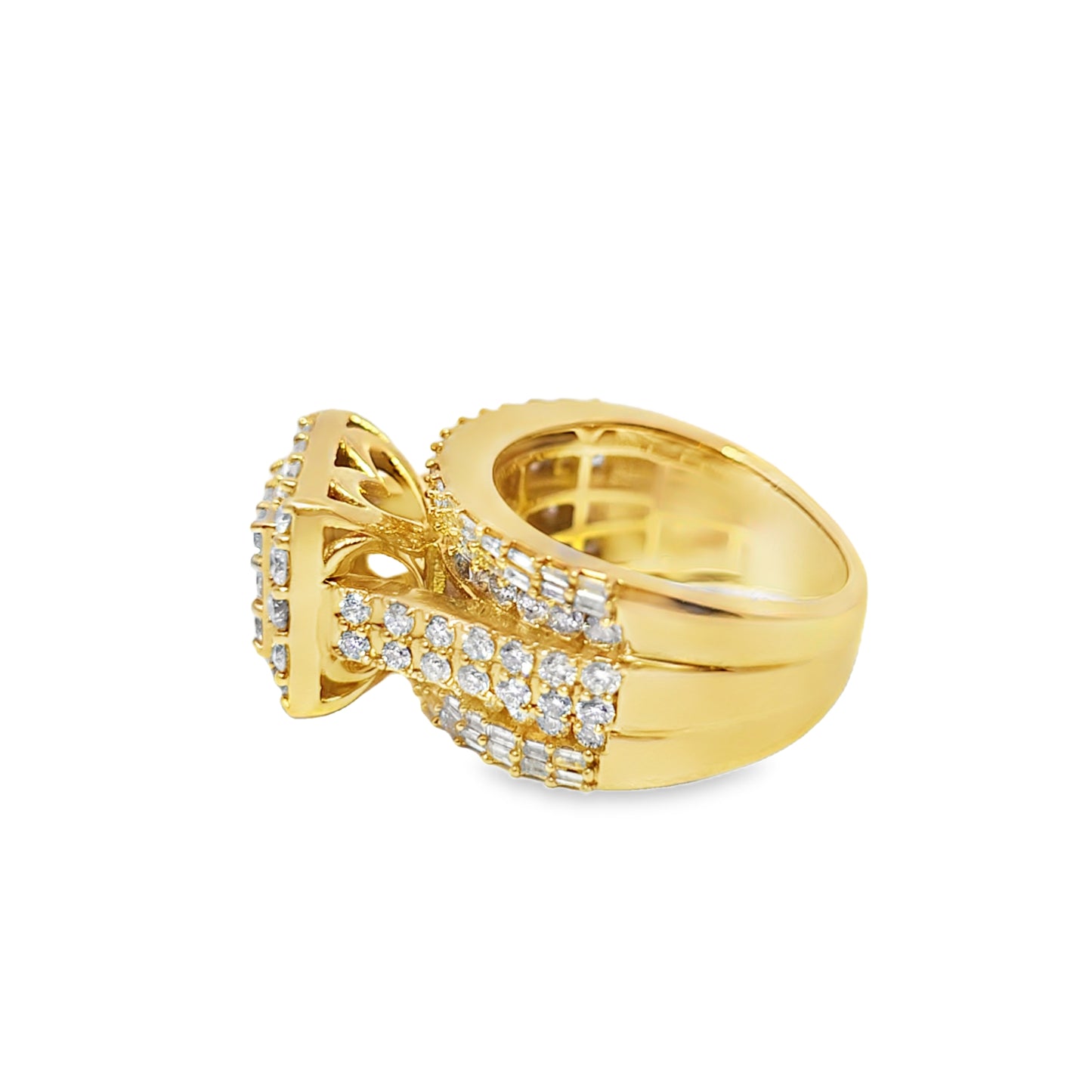 14K Yellow Gold Square Cut Diamond Cluster Ring 2.88 ctw | Bold Luxury Statement – Jewelry Palace Lithonia GA