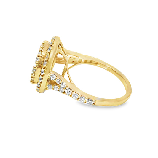 10K Yellow Gold Round Cut Diamond Halo Cluster Ring 2.02 ctw | Elegant Bridal & Fashion Jewelry – Jewelry Palace Lithonia GA