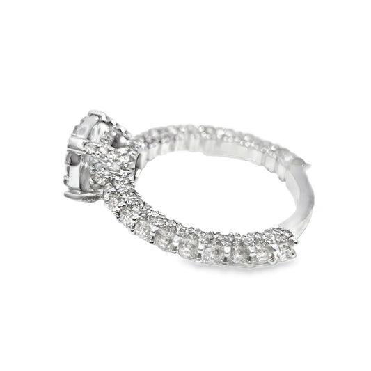 14K White Gold Halo Cluster Diamond Wedding Ring 2.75 ctw | Jewelry Palace Lithonia GA