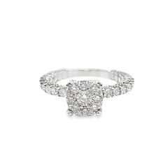14K White Gold Halo Cluster Diamond Wedding Ring 2.75 ctw | Jewelry Palace Lithonia GA
