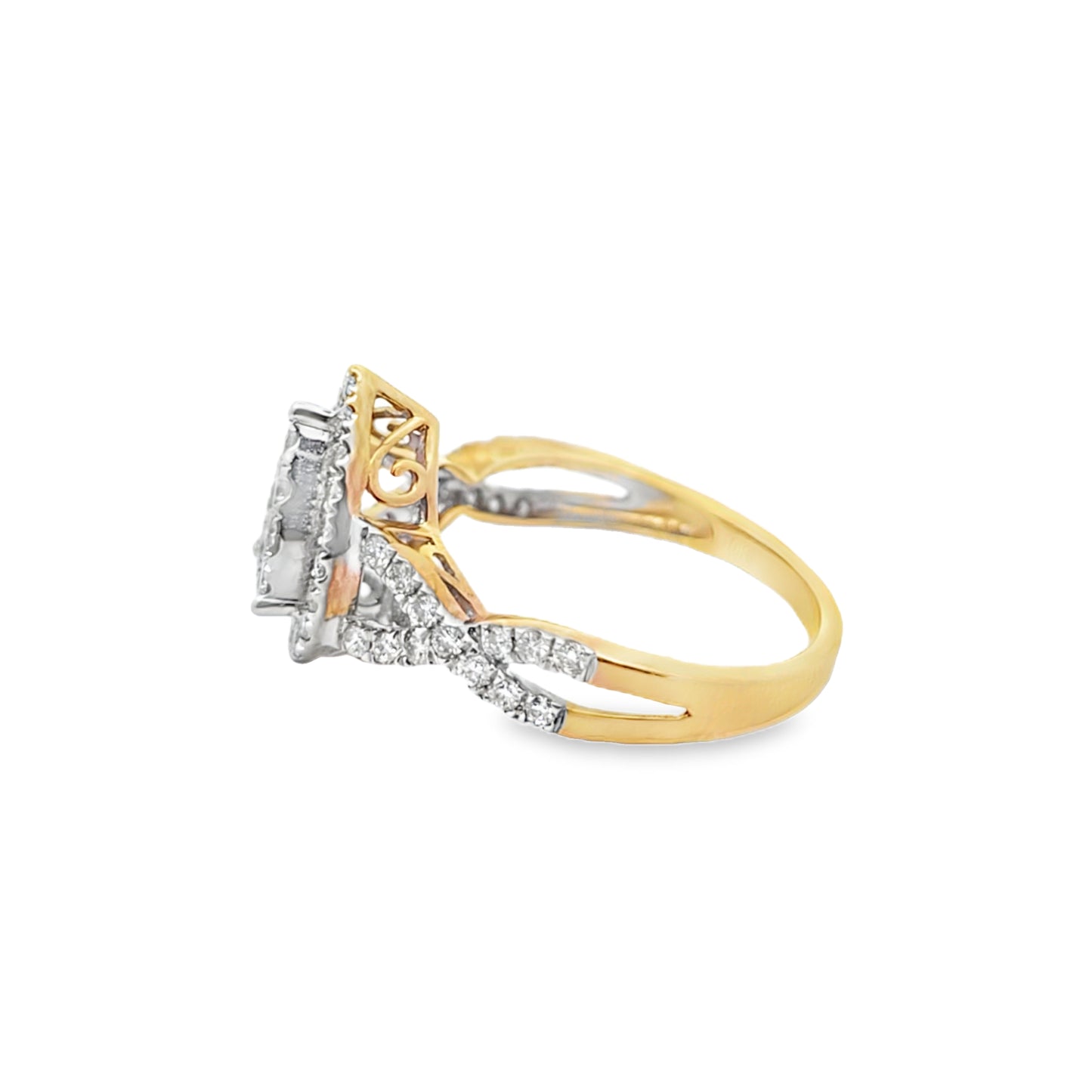 10K Yellow Gold Pear Cut Diamond Bridal Ring Set 1.00 CTW
