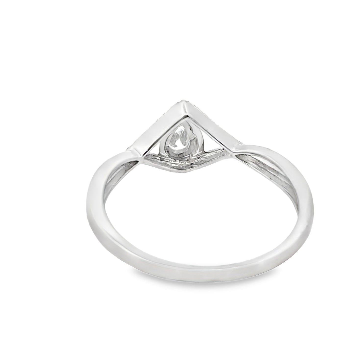 14K White Gold Pear Cut Diamond V-Shaped Engagement Ring 0.23 CTW