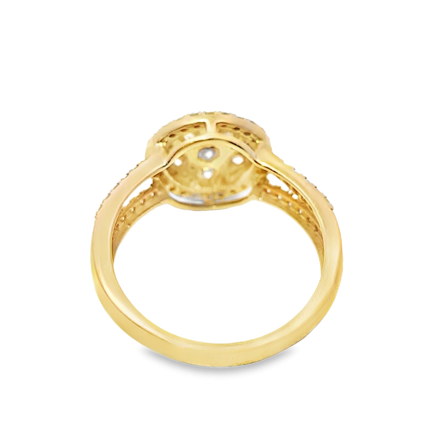 10K Yellow Gold Diamond Cluster Ring 1.25 ctw | Round Cut Halo Engagement Ring – Jewelry Palace