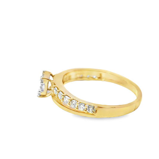 14K Yellow Gold Diamond Square Cut Ring 1.00 ctw | Baguette Cluster Engagement Ring – Jewelry Palace