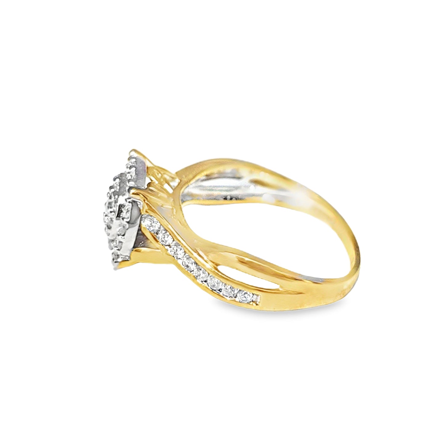 10k Yellow Gold Diamond Ring Set On Spiral Band 0.50 ctw