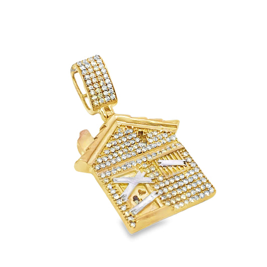10K Yellow Gold Diamond Trap House Pendant 1.0 Ctw| Iced Out Hip Hop Pendant for Men – Jewelry Palace