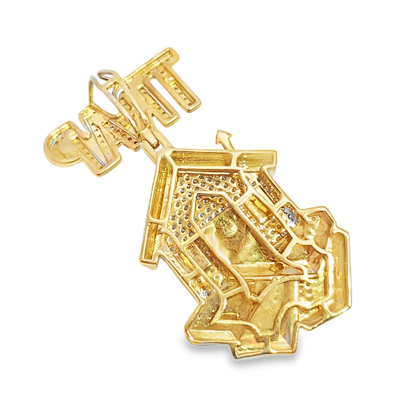10K Yellow Gold Diamond Trap House Pendant 1.00 ctw | Iced Out Money Stack Hip Hop Pendant – Jewelry Palace