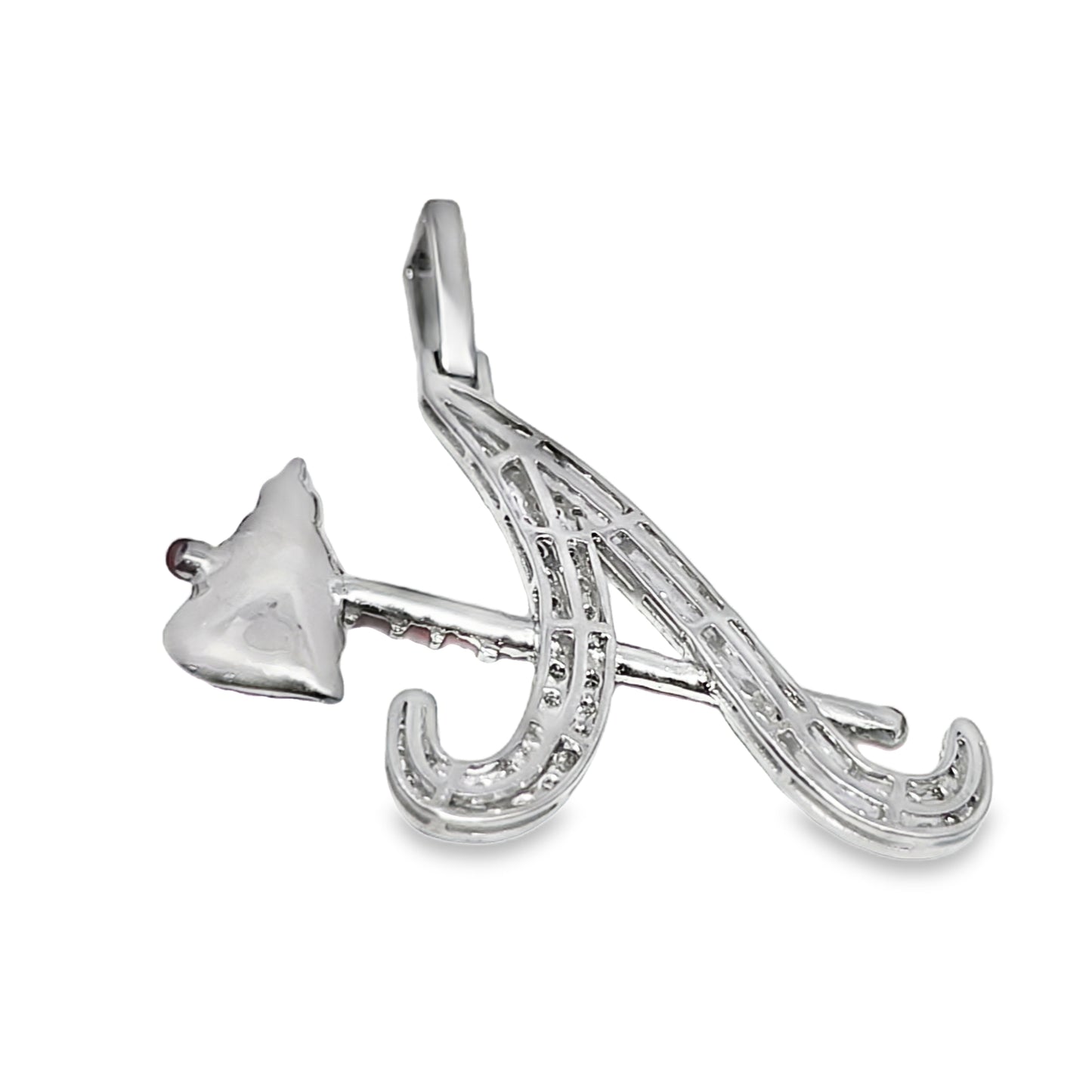 10K White Gold Diamond “A” Pendant 2.50 ctw | Iced Out Atlanta Braves Inspired Pendant – Jewelry Palace