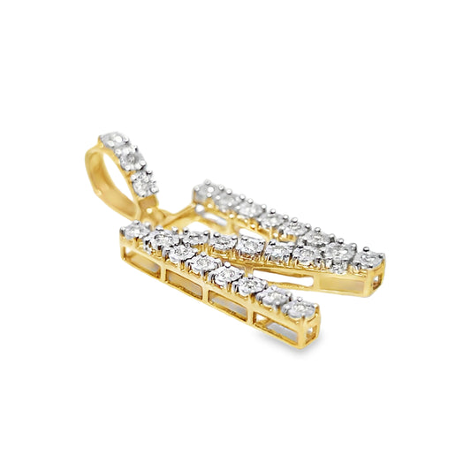 10K Yellow Gold Diamond ‘N’ Initial Pendant 0.30 ctw | Personalized Letter Pendant – Jewelry Palace