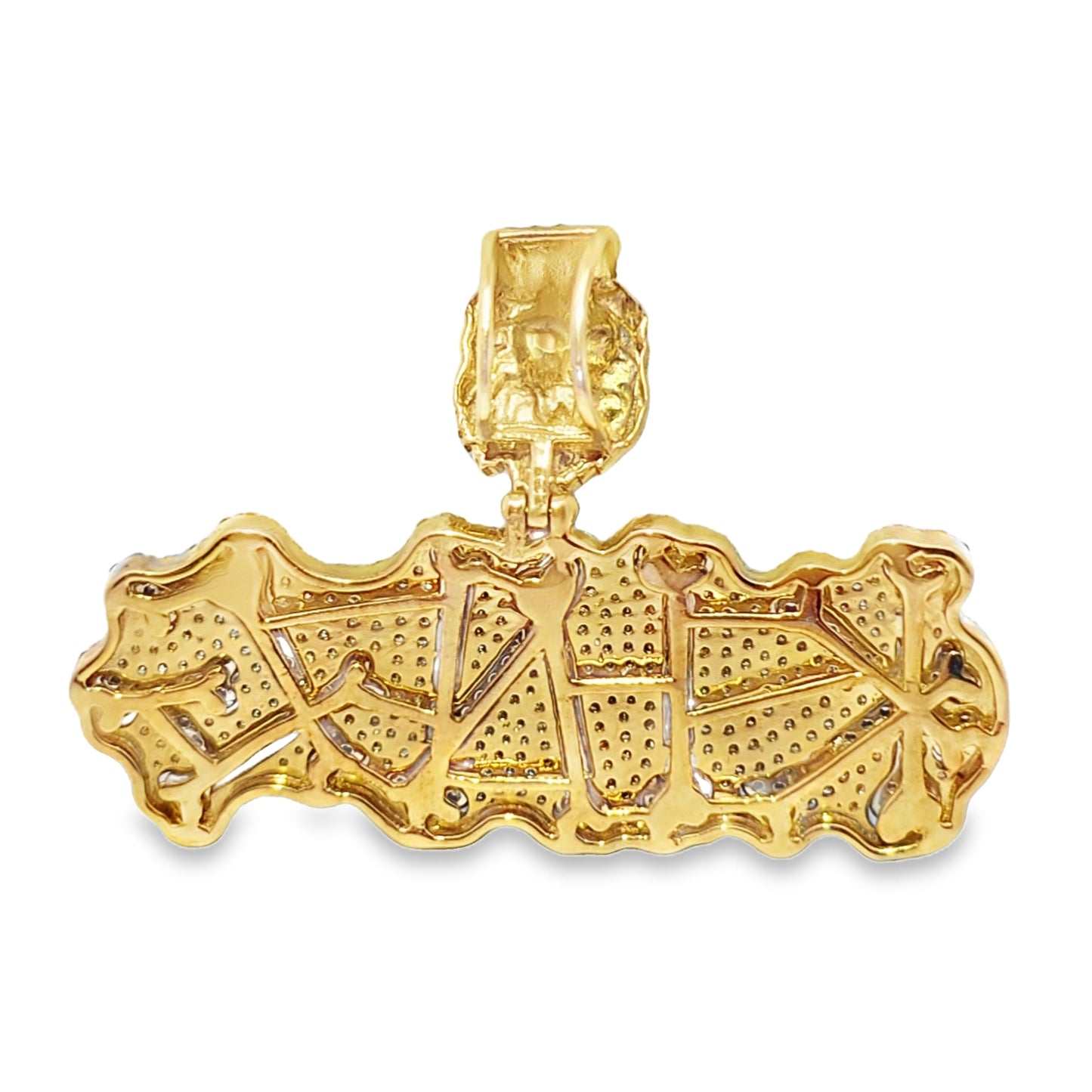 10K Yellow Gold Diamond “KING” Pendant with Lion Head Bail 2.00 ctw