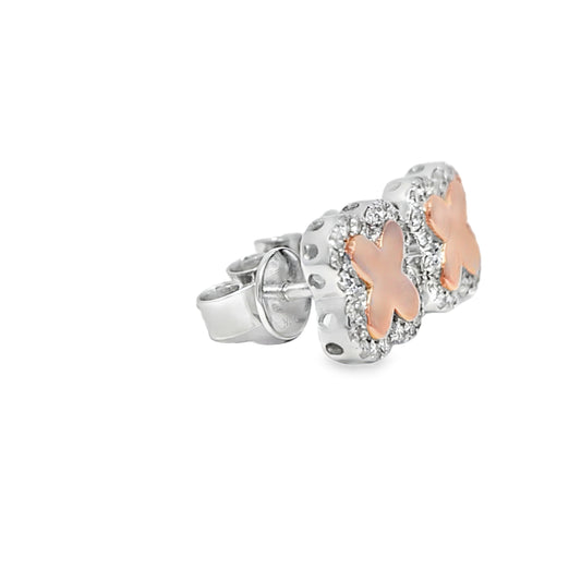 10K White Gold Diamond Clover Stud Earrings 0.28 CTW | Jewelry Palace