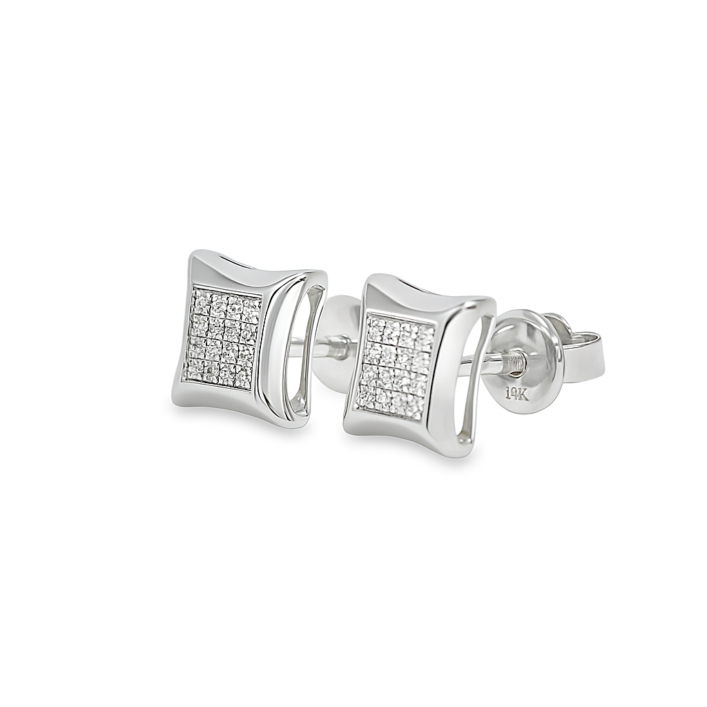 10K White Gold Diamond Square Stud Earrings | 0.25 CTW | Jewelry Palace