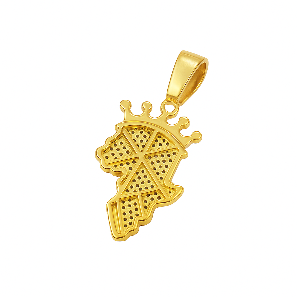 10K Yellow Gold Diamond Africa Map Pendant with Crown 0.50 ctw | Iced Out Cultural Pendant – Jewelry Palace