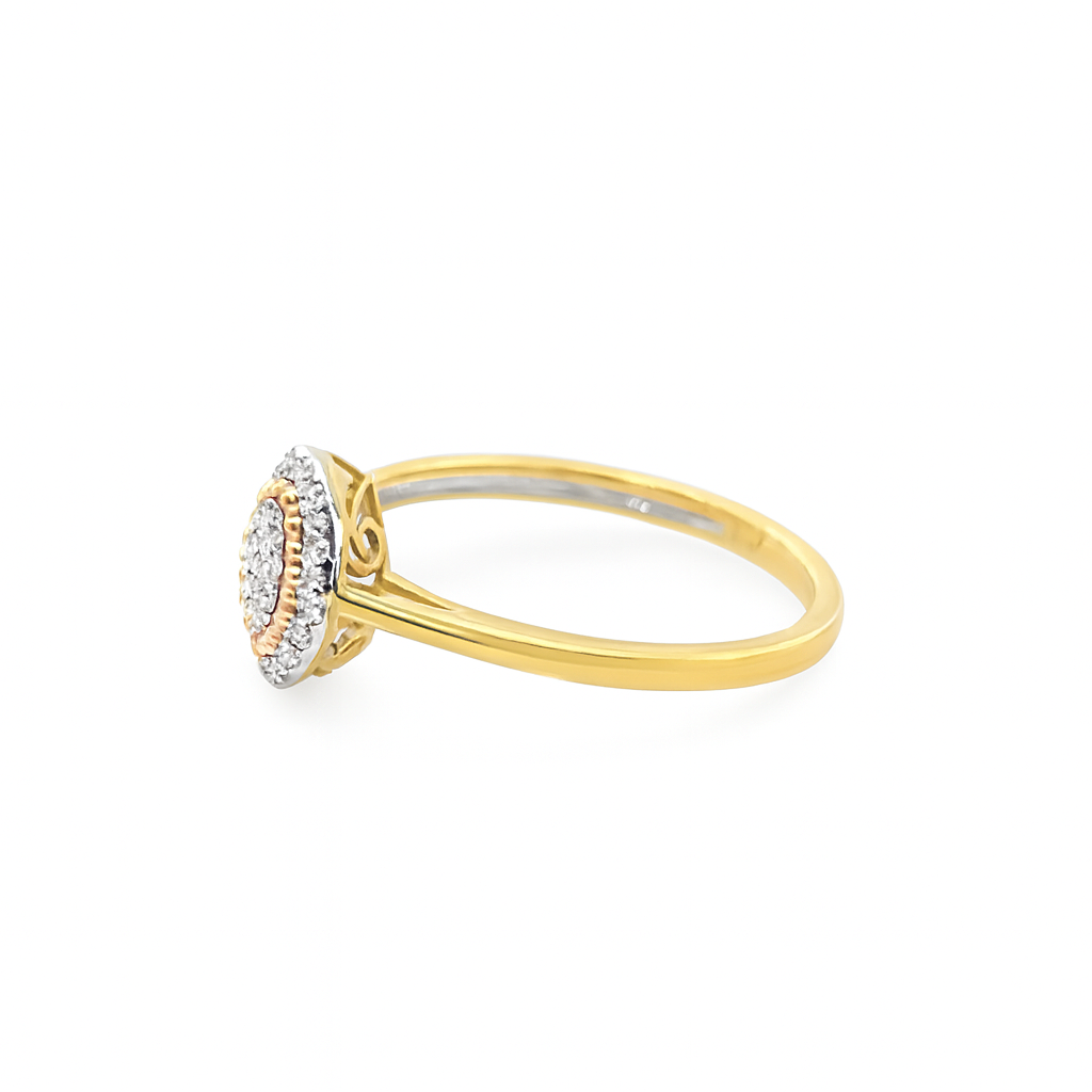 10K Yellow Gold Oval Diamond Ring With Halo 0.15 ctw