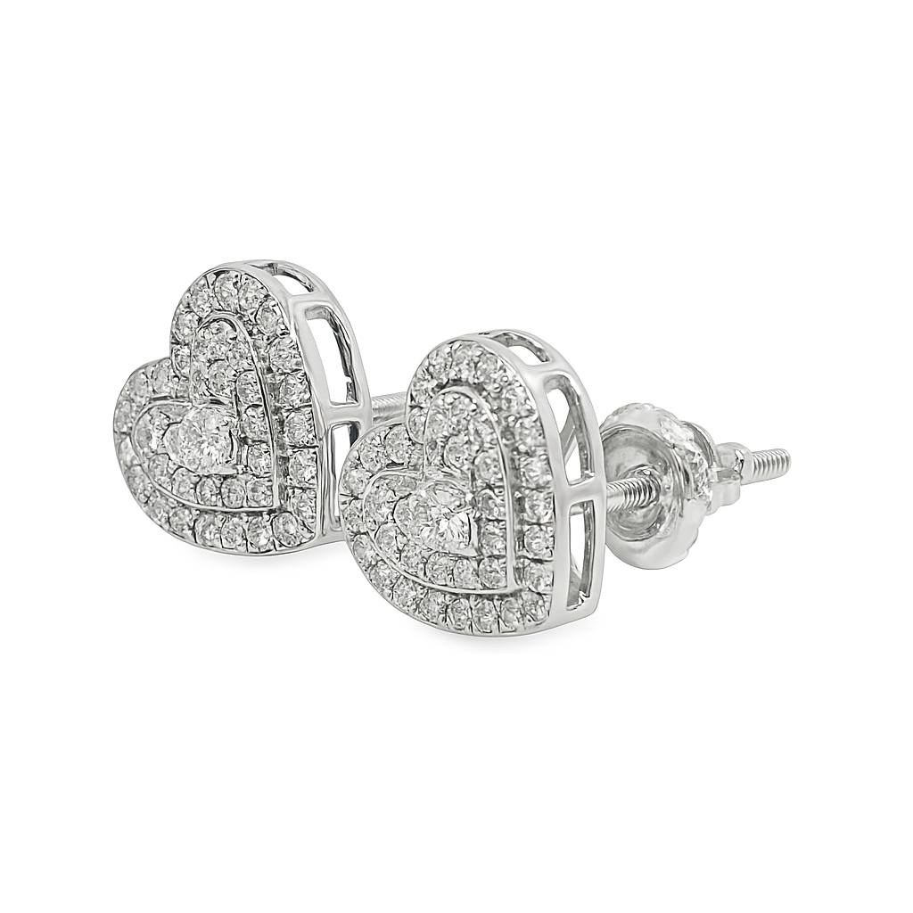 10K White Gold Diamond Heart Stud Earrings | 0.27 CTW | Jewelry Palace