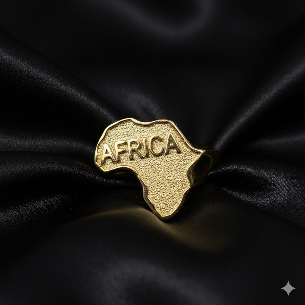 10K Luxury Gold Africa Map Ring