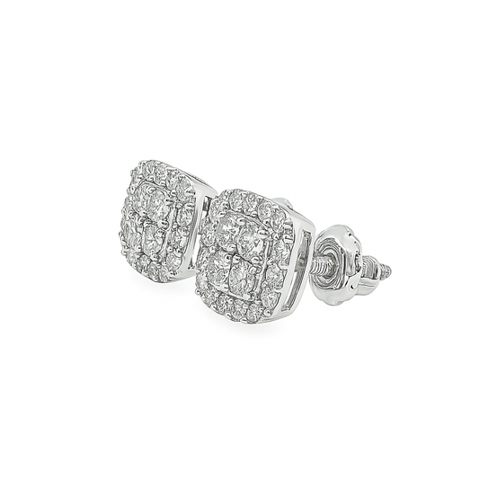 10K White Gold Diamond Square Stud Earrings 0.50 ctw | Jewelry Palace