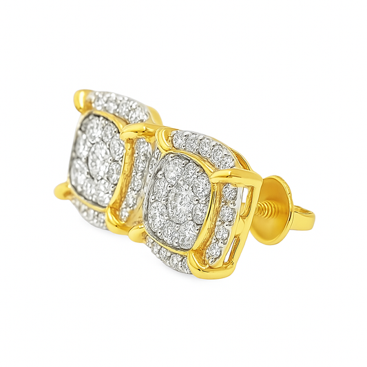 10K Yellow Gold Diamond Square Earrings 0.60 CTW | Jewelry Palace