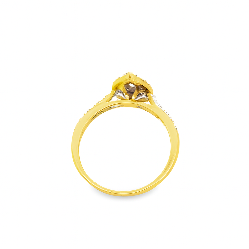 10K Yellow Gold Pear Cut Halo Diamond Engagement Ring 0.50 ctw