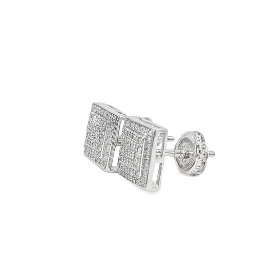 10K White Gold Diamond Square Stud Earrings 0.30 ctw | Jewelry Palace