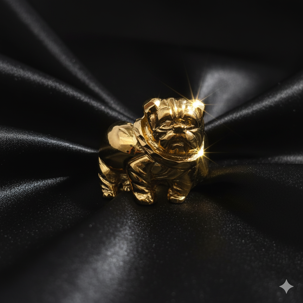 10K Bulldog Men’s Gold Ring – Bold Statement Animal Ring