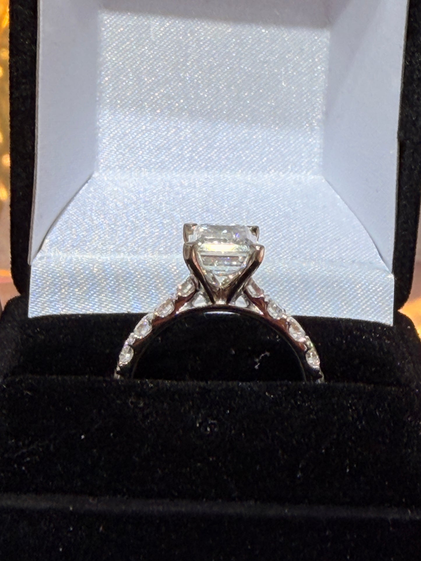 3.01 CT Emerald Cut IGI Certified Lab Grown Diamond Engagement Ring – 18K White Gold 4.02 CTW Overall