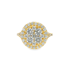 10K Yellow Gold Round Cut Diamond Halo Cluster Ring 2.02 ctw | Elegant Bridal & Fashion Jewelry – Jewelry Palace Lithonia GA