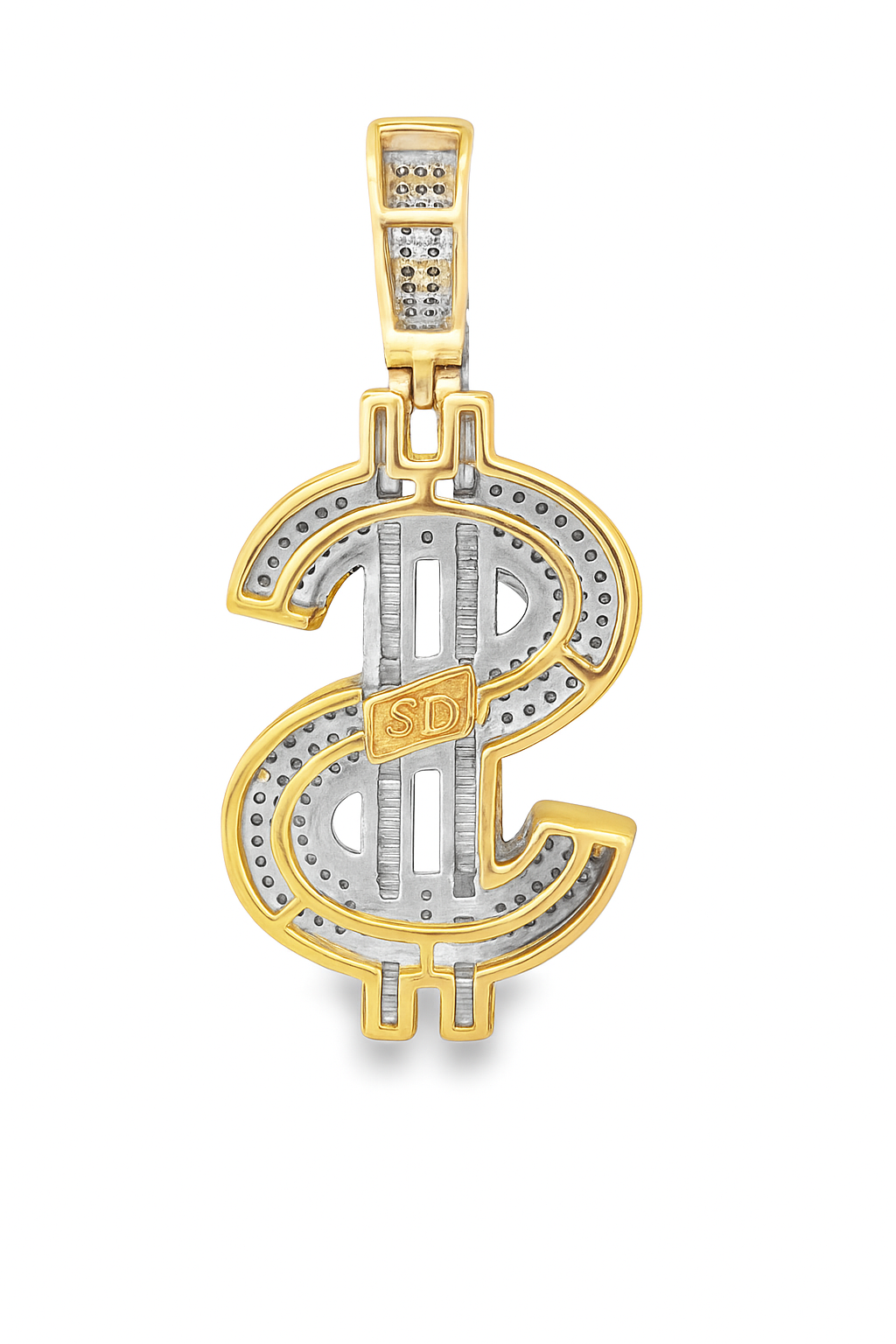 10K Yellow Gold Diamond Dollar Sign Pendant 1.00 ctw
