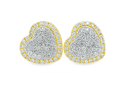 10K Yellow Gold Diamond Heart-Shaped Earrings 0.73 CTW | Jewelry Palace
