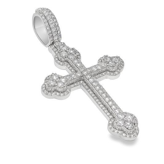 10K White Gold Diamond Cross Pendant 2.53 ctw