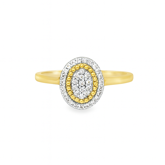 10K Yellow Gold Oval Diamond Ring With Halo 0.15 ctw