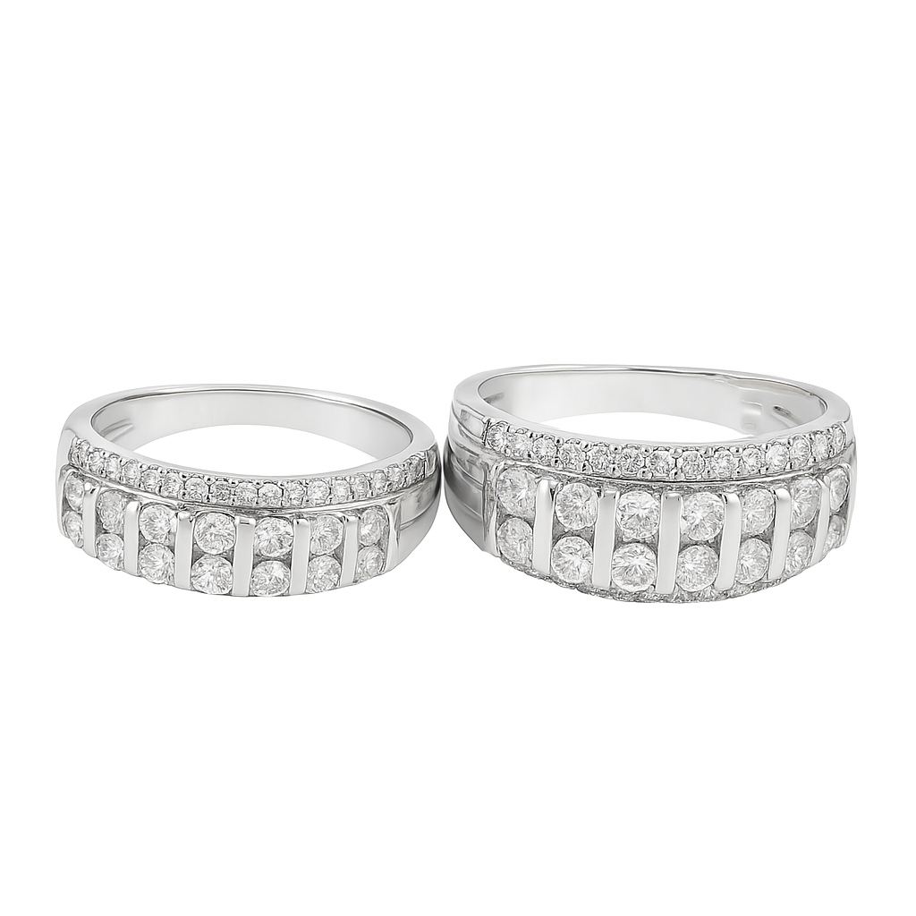 14K White Gold Diamond Trio Ring Set 3.33 ctw