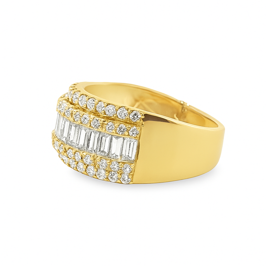 14K Yellow Gold Diamond Baguette Band 2.00 CTW | Women’s Multi-Row Statement Ring | Jewelry Palace