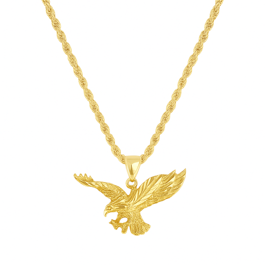 10K Yellow Gold Eagle Pendant Necklace Set – Bold & Majestic Design | Jewelry Palace