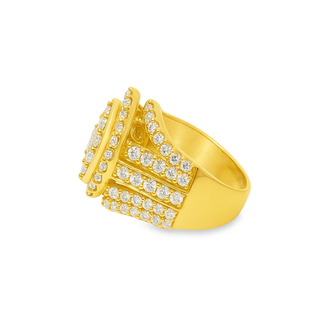 10K Yellow Gold Pear Shape Diamond Cluster Ring 3.74 ctw | Statement Luxury Ring – Jewelry Palace Lithonia GA