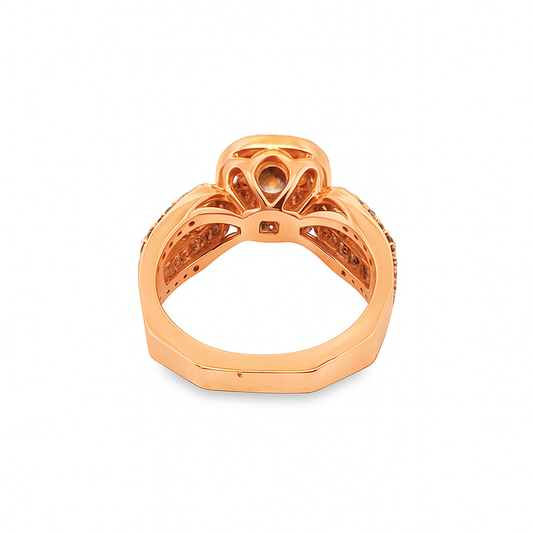 10K Rose Gold Cushion Diamond Ring with Round Diamonds 1.40 ctw