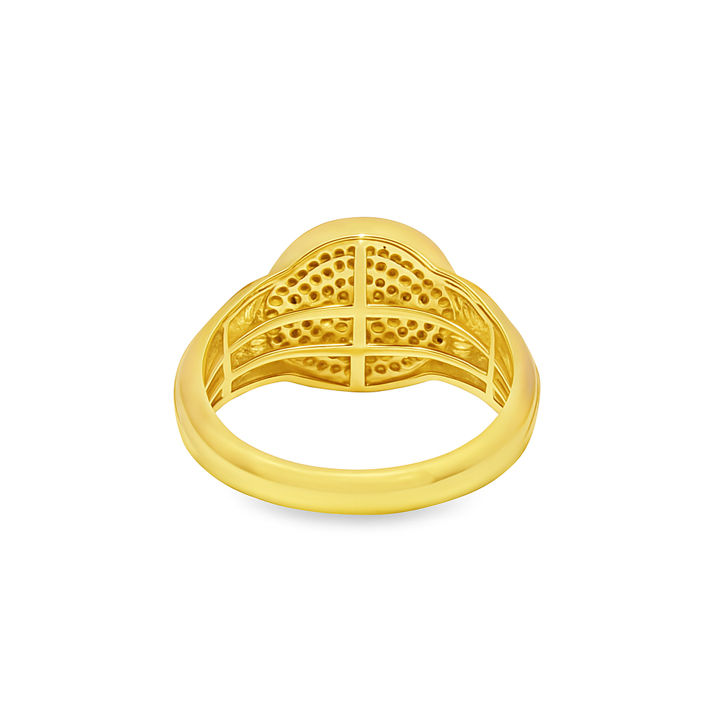 10K Yellow Gold Diamond Oval Cluster Ring 0.35 ctw – Elegant Two-Tone Statement Ring | Jewelry Palace Lithonia, GA