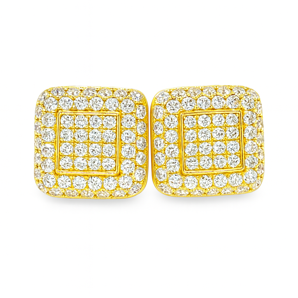 10K Yellow Gold Diamond Square Pave Stud Earrings 0.81 CTW | Jewelry Palace