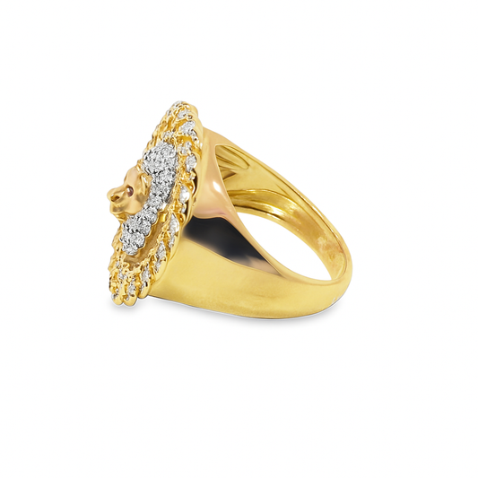 10K Yellow Gold Diamond Lion Head Ring 1.50 CTW | Iced-Out King of the Jungle Ring | Jewelry Palace