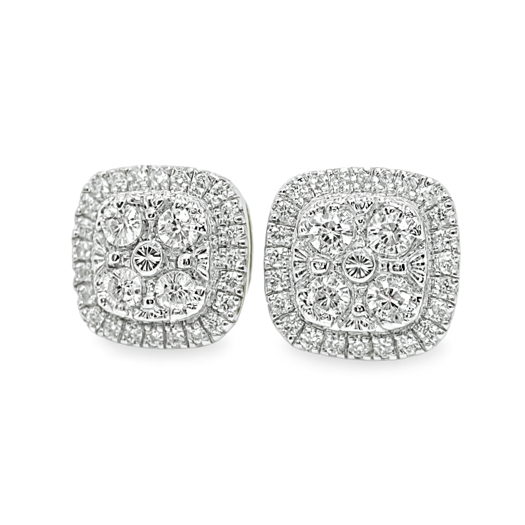 10K Yellow Gold Square Diamond Stud Earrings 0.60 ctw | Jewelry Palace