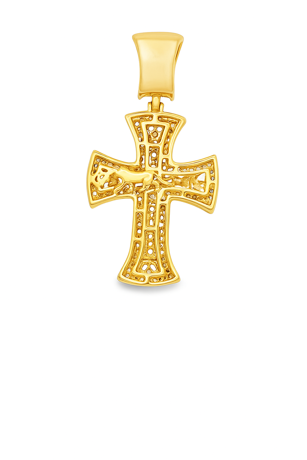 10K Yellow Gold Diamond Baguette Cross Pendant 0.73 ctw