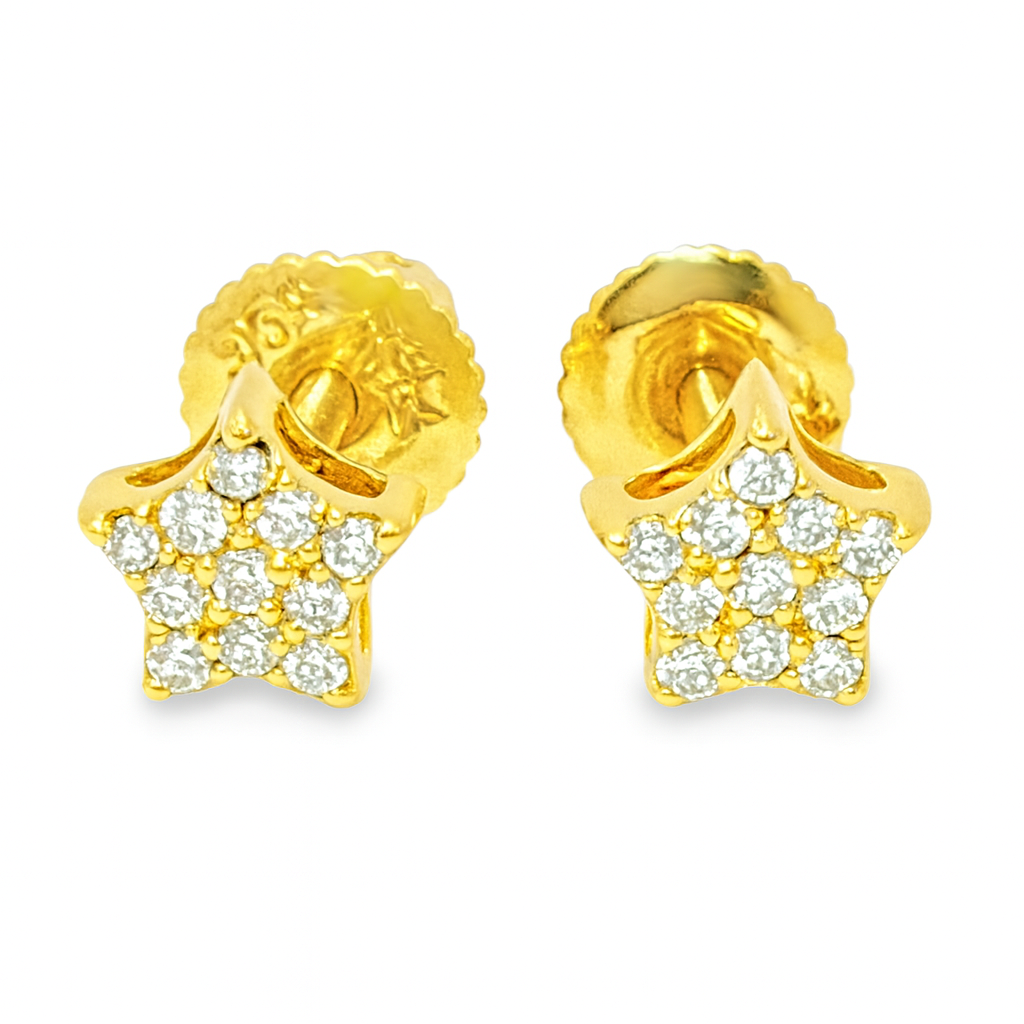 10K White & Yellow Gold Diamond Star Stud Earrings 0.08 CTW | Jewelry Palace