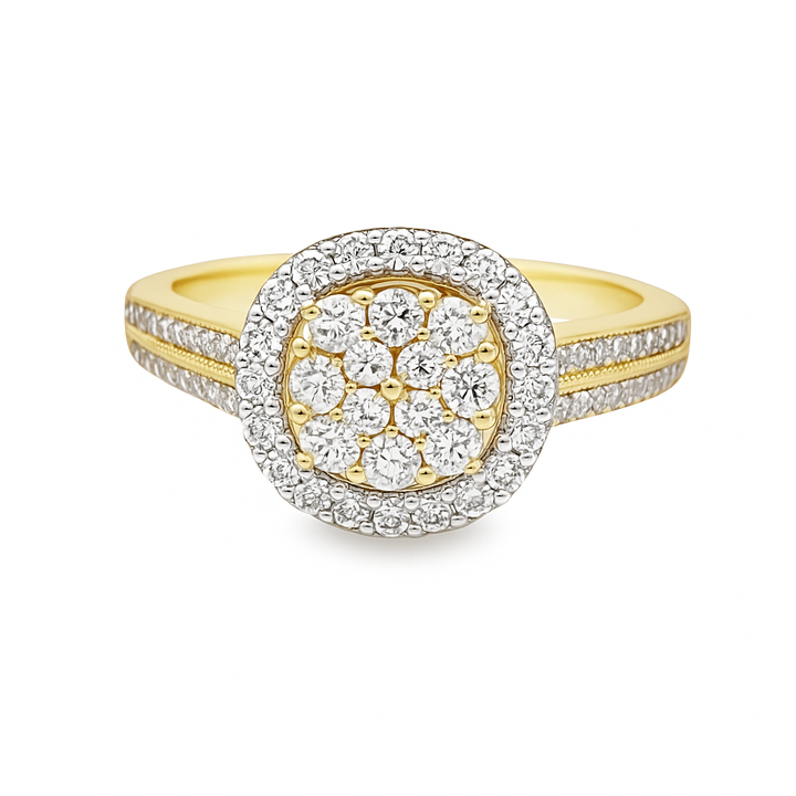 10K Yellow Gold Diamond Cluster Ring 0.41 ctw | Round Brilliant Halo Design – Jewelry Palace Lithonia GA