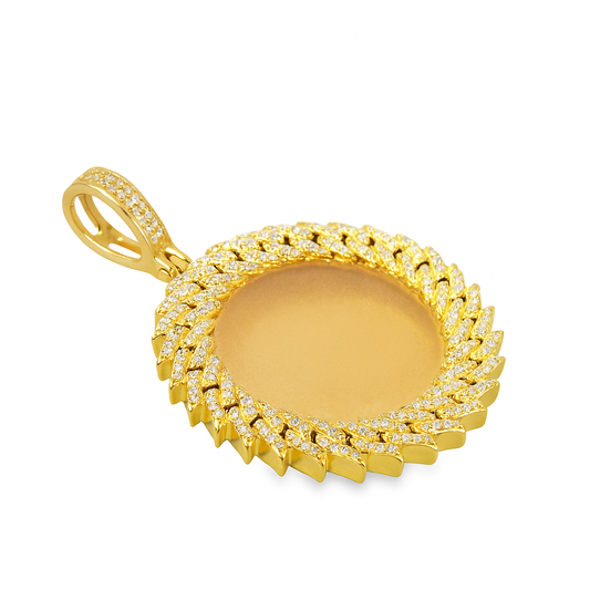 10K Yellow Gold Round Diamond Frame Memory Pendant 0.74 CTW | Jewelry Palace