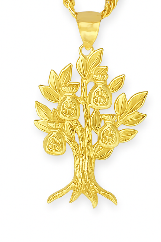 10K Yellow Gold Money Tree Pendant Necklace Set – Symbol of Wealth & Prosperity | Jewelry Palace
