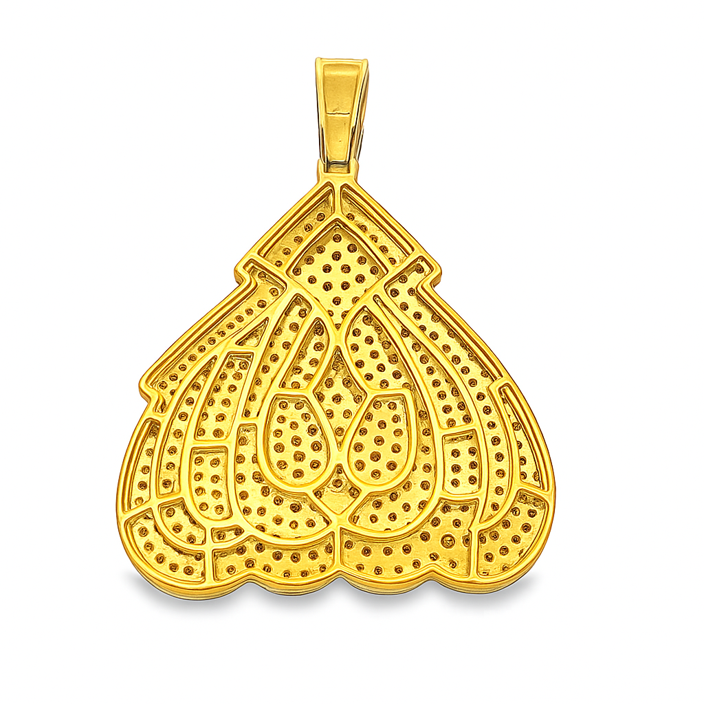 10K Yellow Gold Diamond Allah Pendant 5.30 ctw | Iced-Out Round Cut Islamic Charm