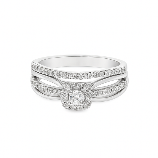14K White Gold Round Cut Diamond Wedding Ring Set 0.33 ctw | Elegant Bridal Jewelry – Jewelry Palace Lithonia GA