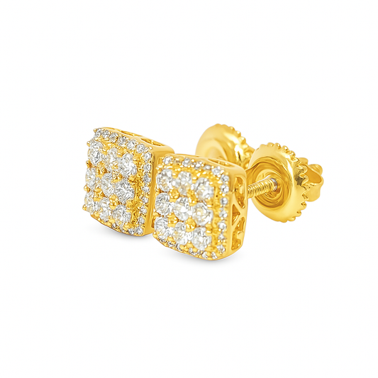 10K Yellow Gold Square Diamond Stud Earrings 0.49 ctw | Jewelry Palace