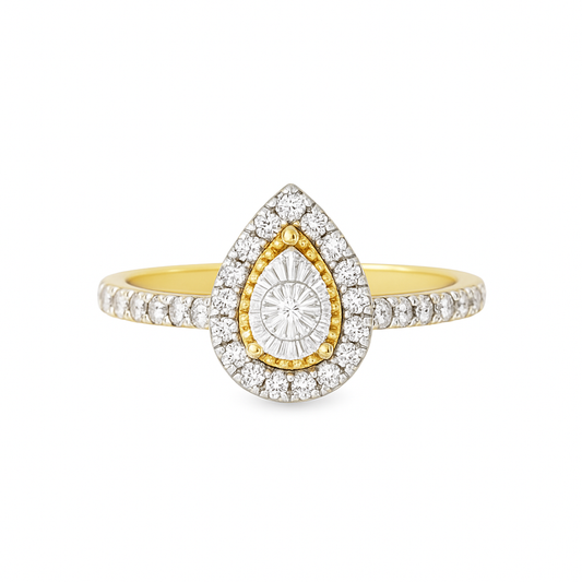 10K Yellow Gold Pear Cut Halo Diamond Engagement Ring 0.50 ctw